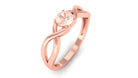 Round Morganite Solitaire Promise Ring in Crossover Shank Morganite - ( AAA ) - Quality - Rosec Jewels