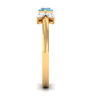 Minimal Swiss Blue Topaz Leaf Promise Ring with Diamond Swiss Blue Topaz - ( AAA ) - Quality - Rosec Jewels