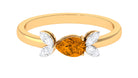 0.75 CT Pear Cut Citrine Promise Ring with Leaf Diamond Citrine - ( AAA ) - Quality - Rosec Jewels