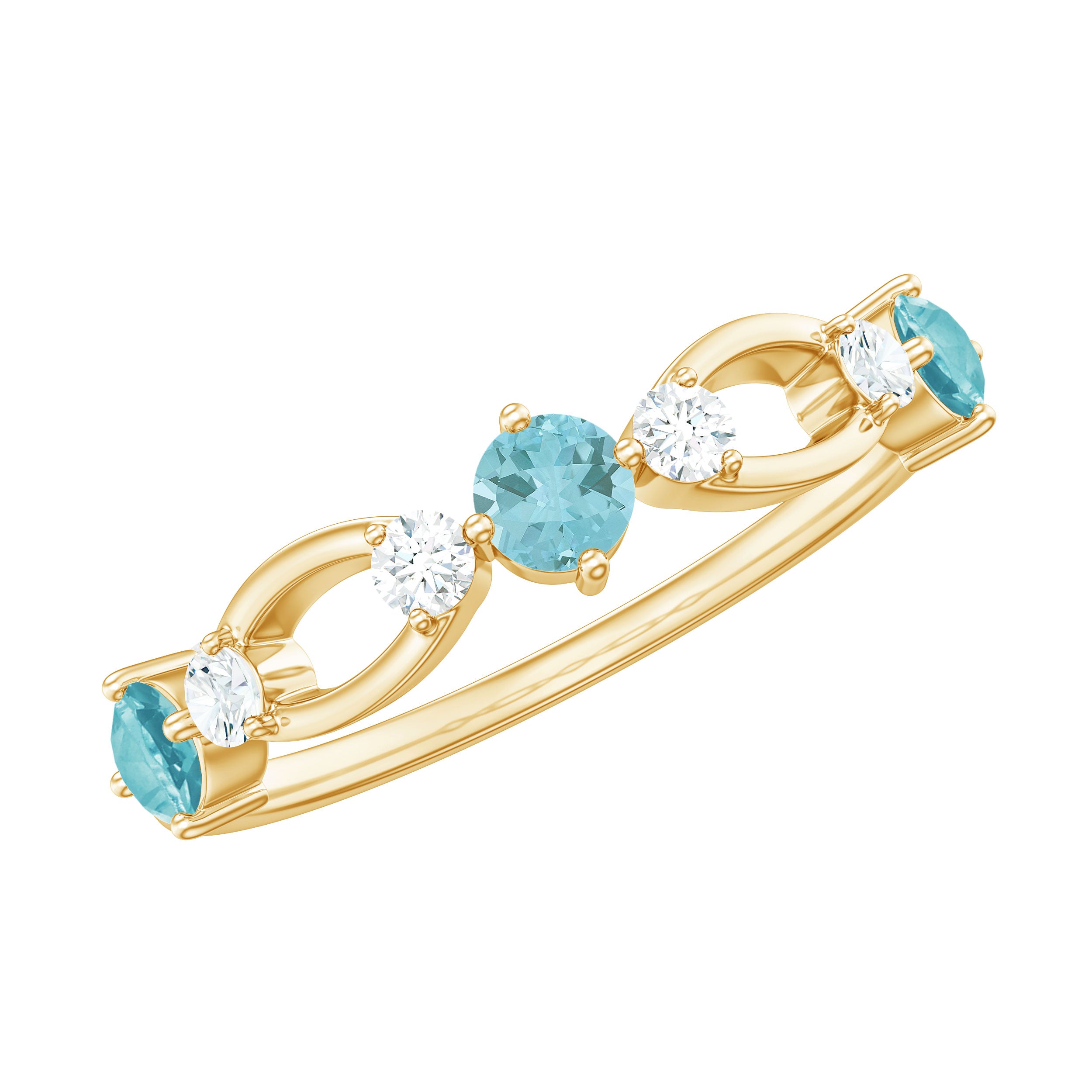 Minimal Promise Ring with Swiss Blue Topaz and Diamond Swiss Blue Topaz - ( AAA ) - Quality - Rosec Jewels