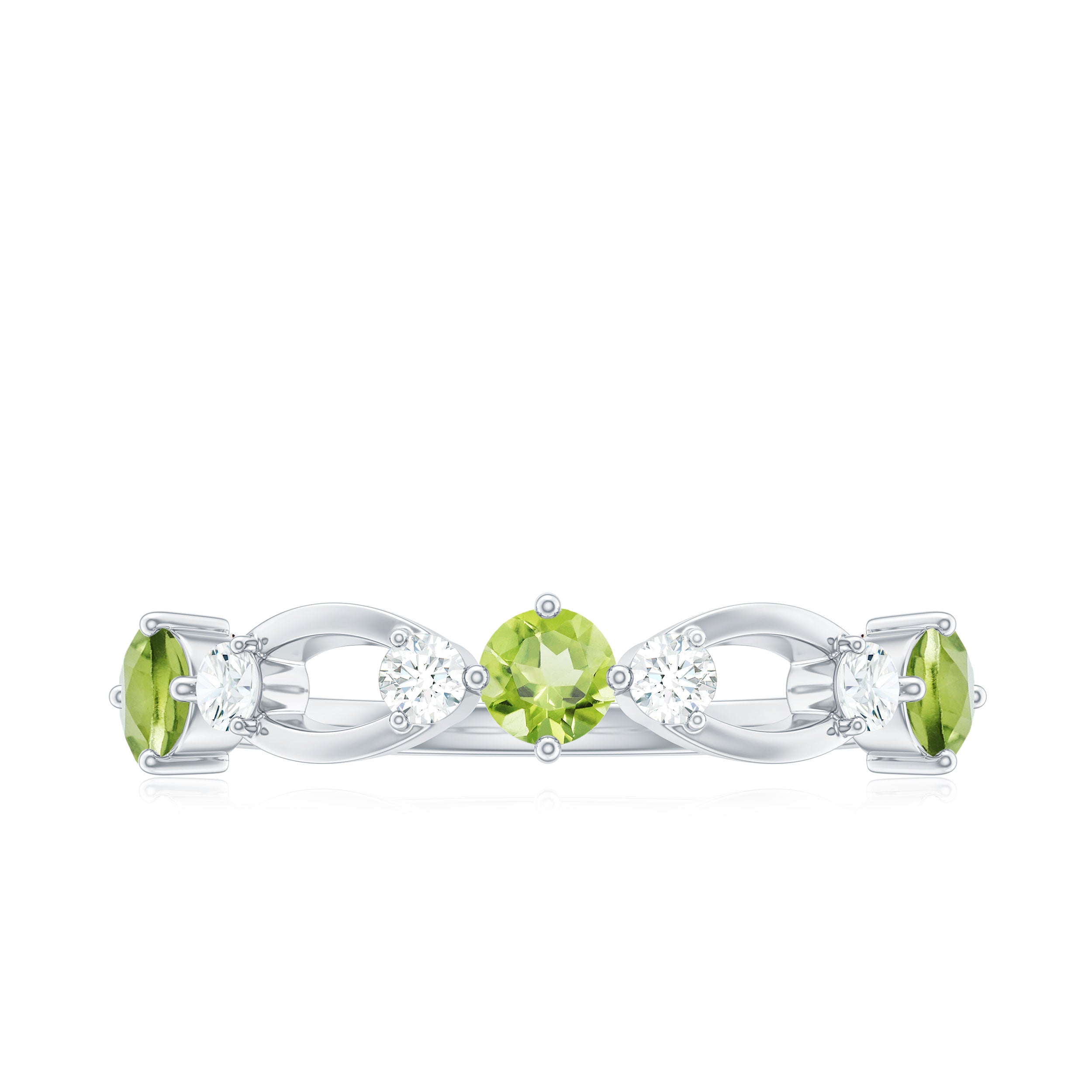 Peridot and Diamond Minimal Promise Ring Peridot - ( AAA ) - Quality - Rosec Jewels