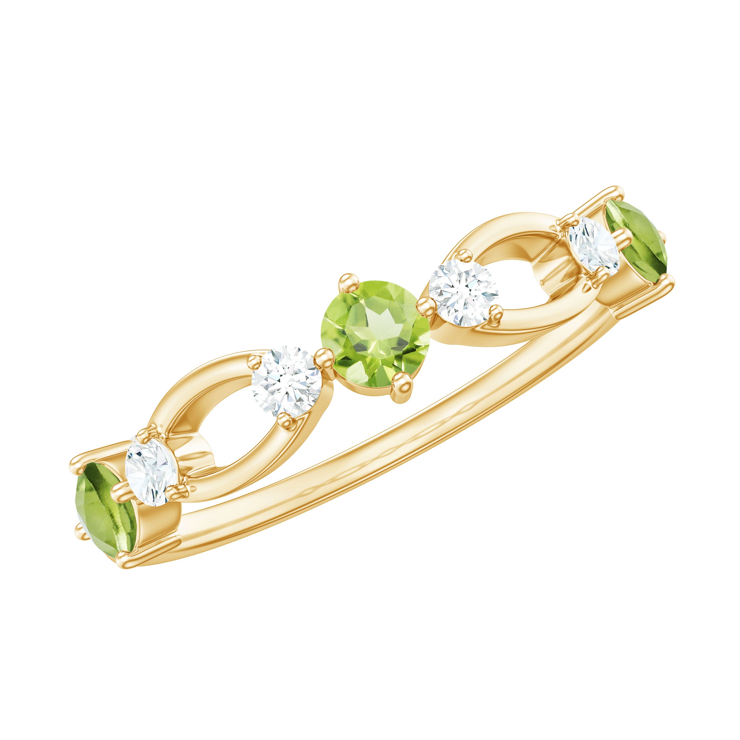 Peridot and Diamond Minimal Promise Ring Peridot - ( AAA ) - Quality - Rosec Jewels