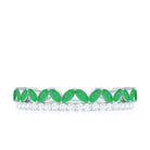 Crown Style Half Eternity Ring with Emerald and Diamond Emerald - ( AAA ) - Quality - Rosec Jewels