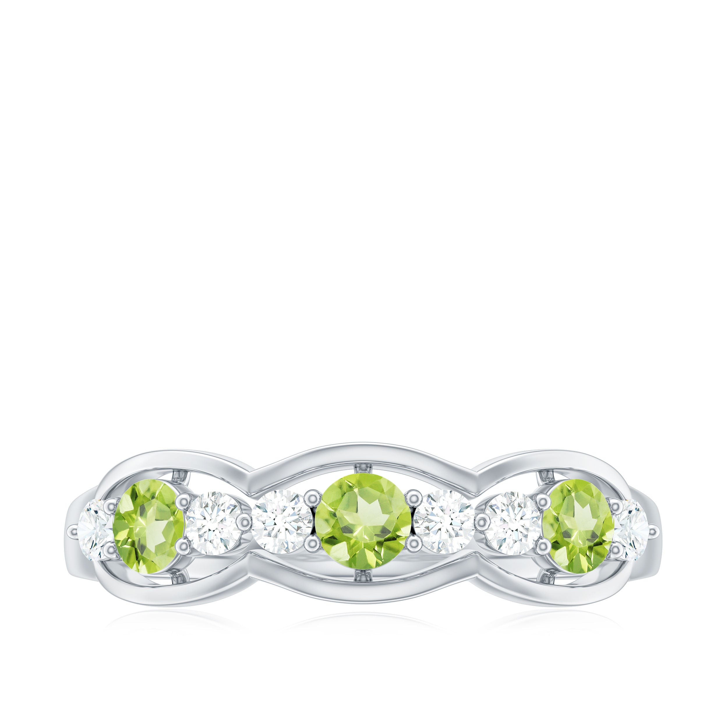 Peridot and Diamond Wedding Anniversary Ring Peridot - ( AAA ) - Quality - Rosec Jewels