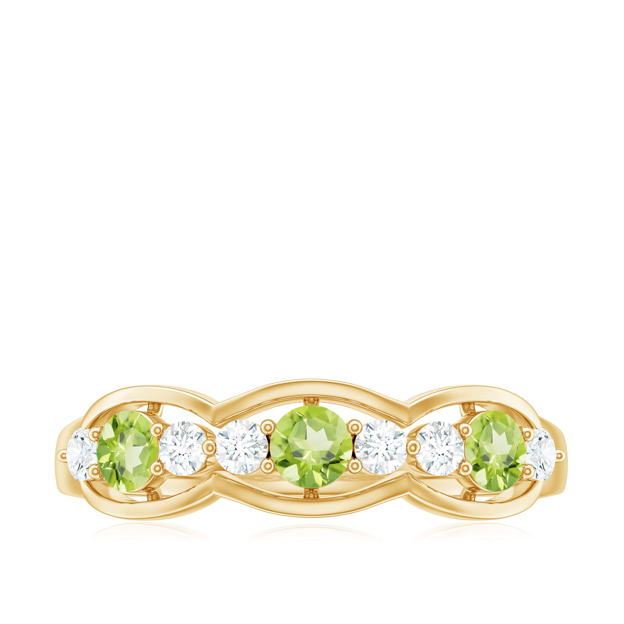 Peridot and Diamond Wedding Anniversary Ring Peridot - ( AAA ) - Quality - Rosec Jewels