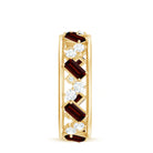 Baguette Cut Garnet and Diamond Wide Eternity Ring Garnet - ( AAA ) - Quality - Rosec Jewels