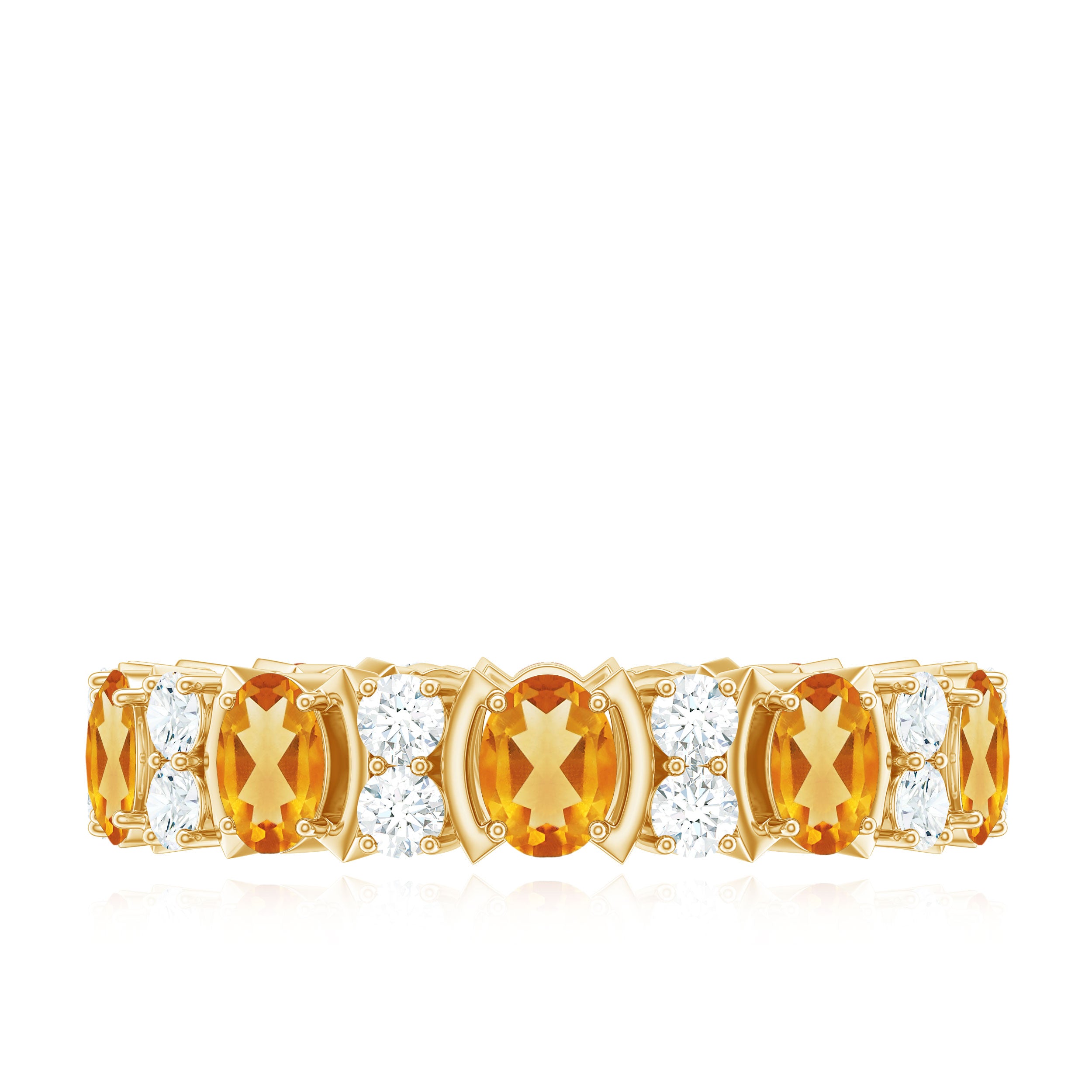 3.5 CT Oval Cut Citrine and Moissanite Eternity Anniversary Ring Citrine - ( AAA ) - Quality - Rosec Jewels