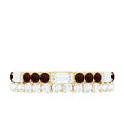 Natural Garnet and Moissanite Two Row Eternity Ring Garnet - ( AAA ) - Quality - Rosec Jewels