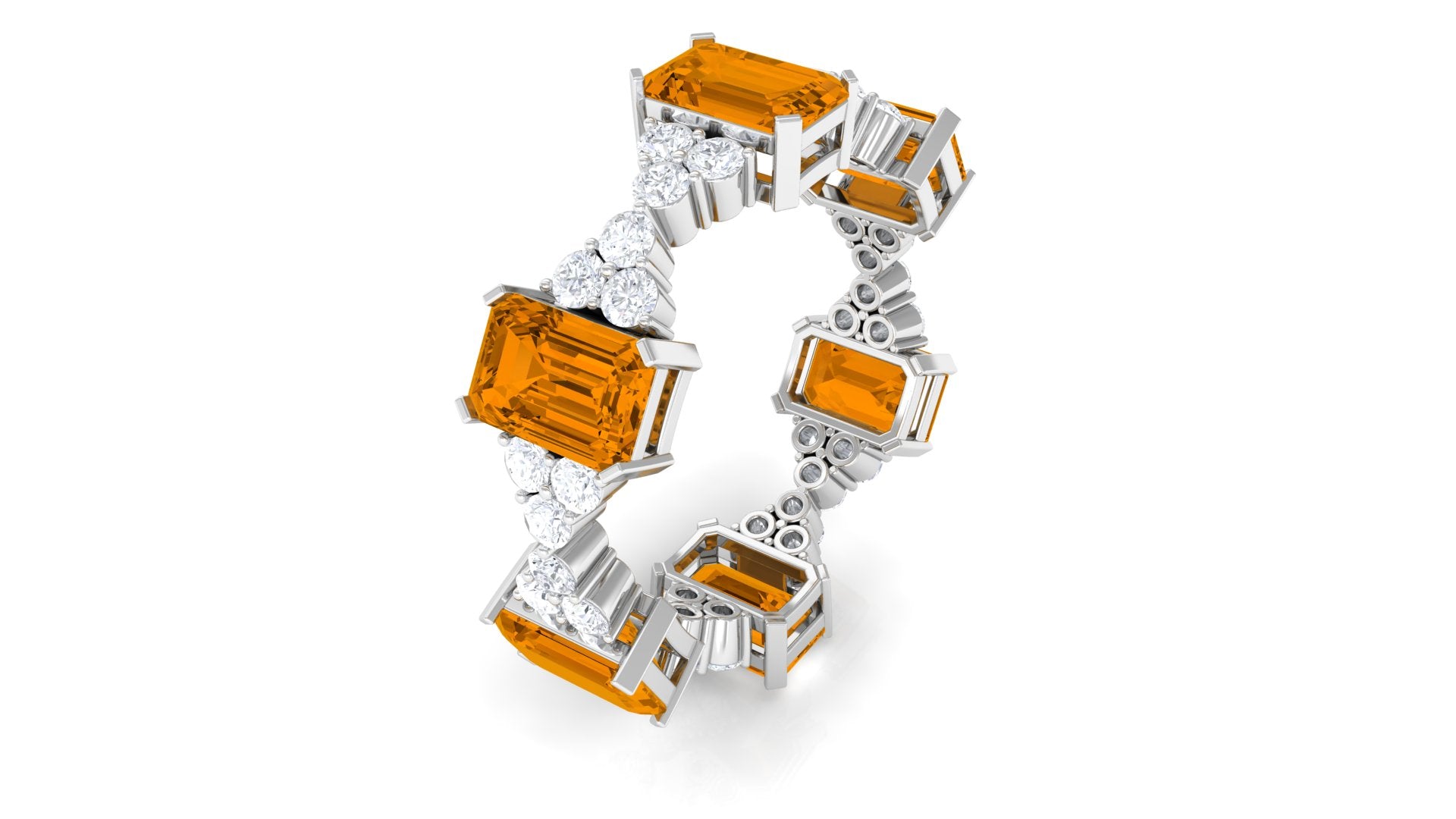 4.50 CT Emerald Cut Citrine and Moissanite Eternity Ring Citrine - ( AAA ) - Quality - Rosec Jewels