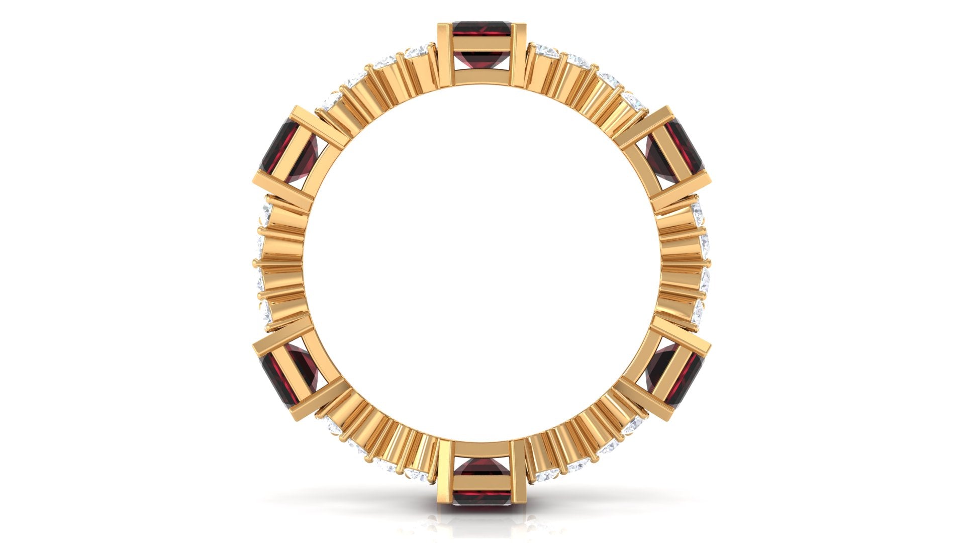 Octagon Cut Garnet and Moissanite Eternity Ring Garnet - ( AAA ) - Quality - Rosec Jewels