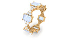 Octagon Cut Moonstone Eternity Ring with Moissanite Moonstone - ( AAA ) - Quality - Rosec Jewels