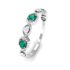 Certified Emerald and Diamond Half Eternity Ring Emerald - ( AAA ) - Quality - Rosec Jewels