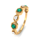 Certified Emerald and Diamond Half Eternity Ring Emerald - ( AAA ) - Quality - Rosec Jewels