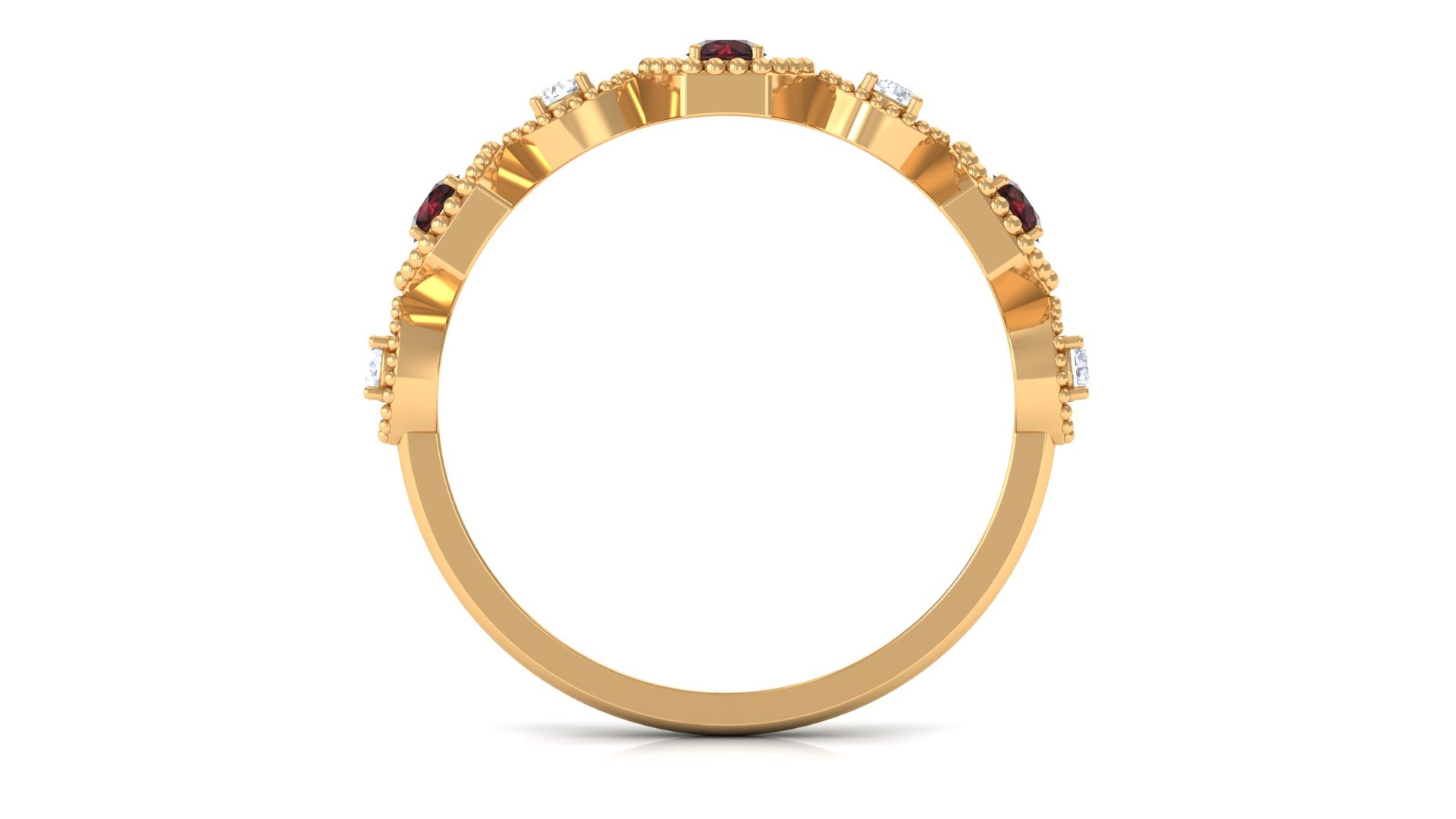 Certified Garnet and Diamond Half Eternity Ring Garnet - ( AAA ) - Quality - Rosec Jewels