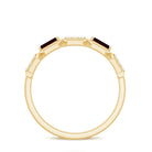 Baguette Cut Garnet Half Eternity Ring with Diamond Garnet - ( AAA ) - Quality - Rosec Jewels