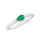 Emerald East West Promise Ring with Diamond Emerald - ( AAA ) - Quality - Rosec Jewels
