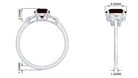 Oval Garnet Solitaire Ring with Diamond in Split Shank Garnet - ( AAA ) - Quality - Rosec Jewels