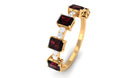 Certified Garnet Half Eternity Ring with Diamond Garnet - ( AAA ) - Quality - Rosec Jewels