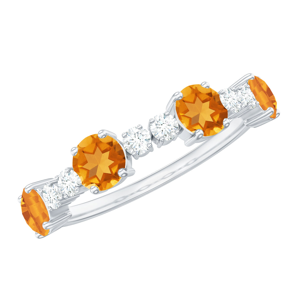 Natural Citrine and Diamond Alternate Style Eternity Anniversary Ring Citrine - ( AAA ) - Quality - Rosec Jewels