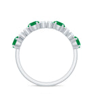 Natural Emerald and Diamond Half Eternity Ring in Prong Setting Emerald - ( AAA ) - Quality - Rosec Jewels