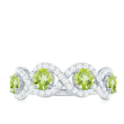Natural Peridot Half Eternity Ring with Diamond Peridot - ( AAA ) - Quality - Rosec Jewels