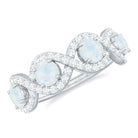 Genuine Moonstone Half Eternity Ring with Diamond Moonstone - ( AAA ) - Quality - Rosec Jewels