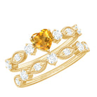 1.75 CT Natural Heart Citrine and Moissanite Stackable Ring Set Citrine - ( AAA ) - Quality - Rosec Jewels