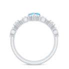 Heart Aquamarine and Diamond Ring Set Aquamarine - ( AAA ) - Quality - Rosec Jewels