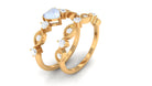 Moonstone and Diamond Stackable Ring Set in Prong Setting Moonstone - ( AAA ) - Quality - Rosec Jewels