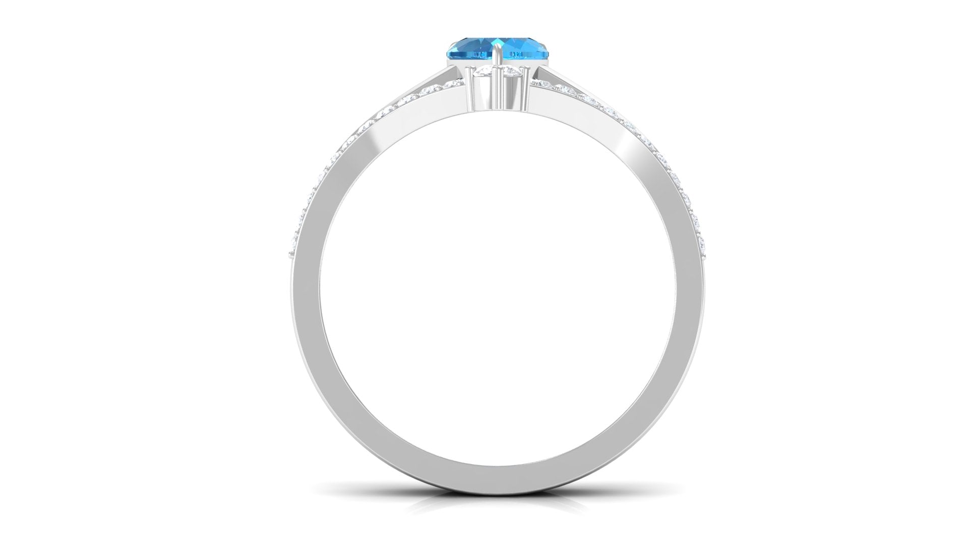 Natural Swiss Blue Topaz and Diamond Heart Ring Set Swiss Blue Topaz - ( AAA ) - Quality - Rosec Jewels