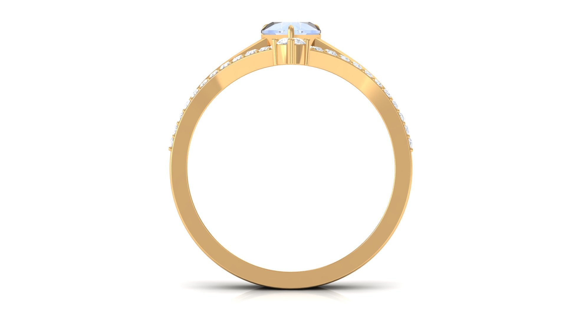 Heart Shape Moonstone Ring Set with Diamond Moonstone - ( AAA ) - Quality - Rosec Jewels