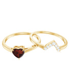 Certified Garnet and Diamond Ring Set Garnet - ( AAA ) - Quality - Rosec Jewels