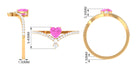 Heart Shape Pink Sapphire Solitaire Ring with Diamond Pink Sapphire - ( AAA ) - Quality - Rosec Jewels