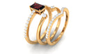 Certified Garnet Ring Set with Diamond in Prong Setting Garnet - ( AAA ) - Quality - Rosec Jewels