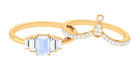 Real Moonstone and Moissanite Stackable Ring Set Moonstone - ( AAA ) - Quality - Rosec Jewels