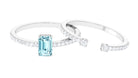 Aquamarine and Diamond Solitaire Ring Set in Prong Setting Aquamarine - ( AAA ) - Quality - Rosec Jewels