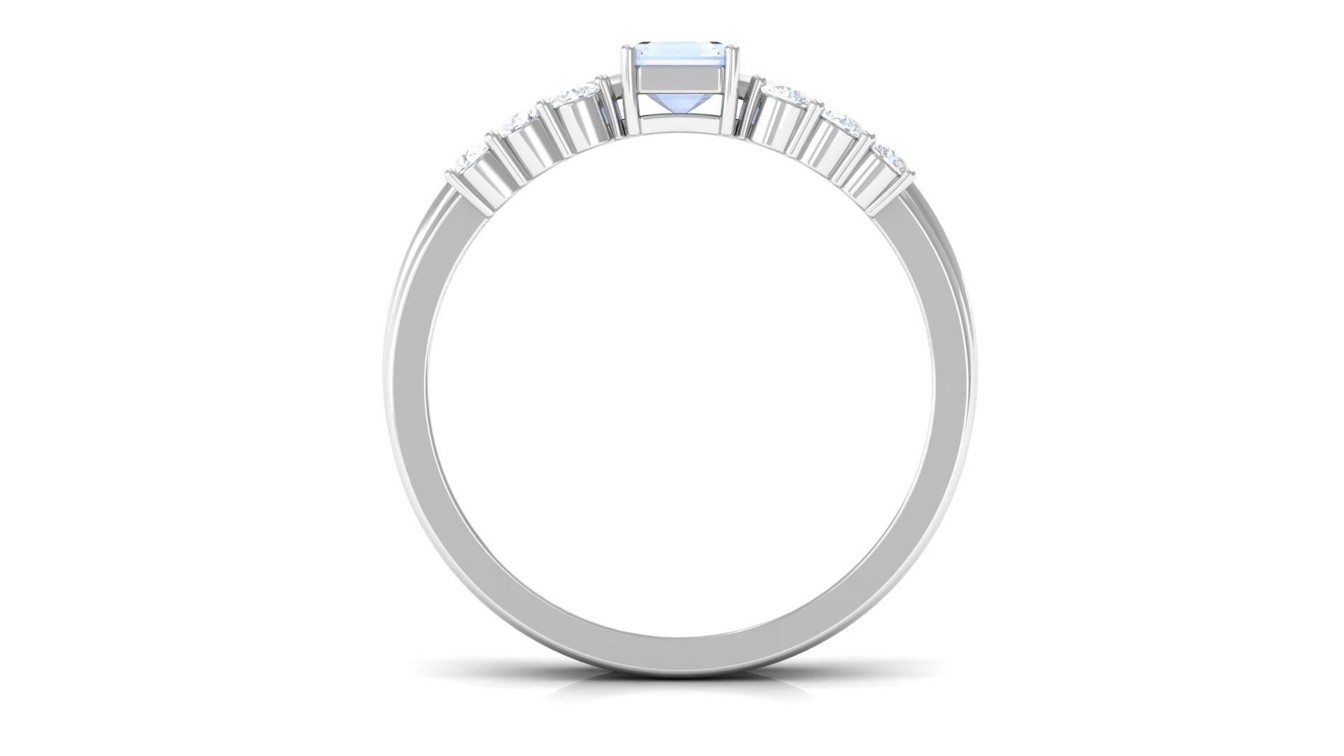 Moonstone Solitaire Ring Set with Diamond Moonstone - ( AAA ) - Quality - Rosec Jewels
