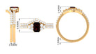 Natural Garnet Ring Set with Diamond Stones Garnet - ( AAA ) - Quality - Rosec Jewels