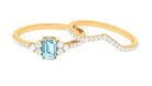 Aquamarine and Diamond Ring Set in Prong Setting Aquamarine - ( AAA ) - Quality - Rosec Jewels