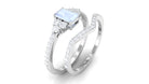 Natural Moonstone Stackable Ring Set with Diamond Moonstone - ( AAA ) - Quality - Rosec Jewels