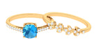 Swiss Blue Topaz and Diamond Stackable Ring Set Swiss Blue Topaz - ( AAA ) - Quality - Rosec Jewels