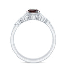 Natural Garnet Stackable Ring Set with Diamond Stones Garnet - ( AAA ) - Quality - Rosec Jewels