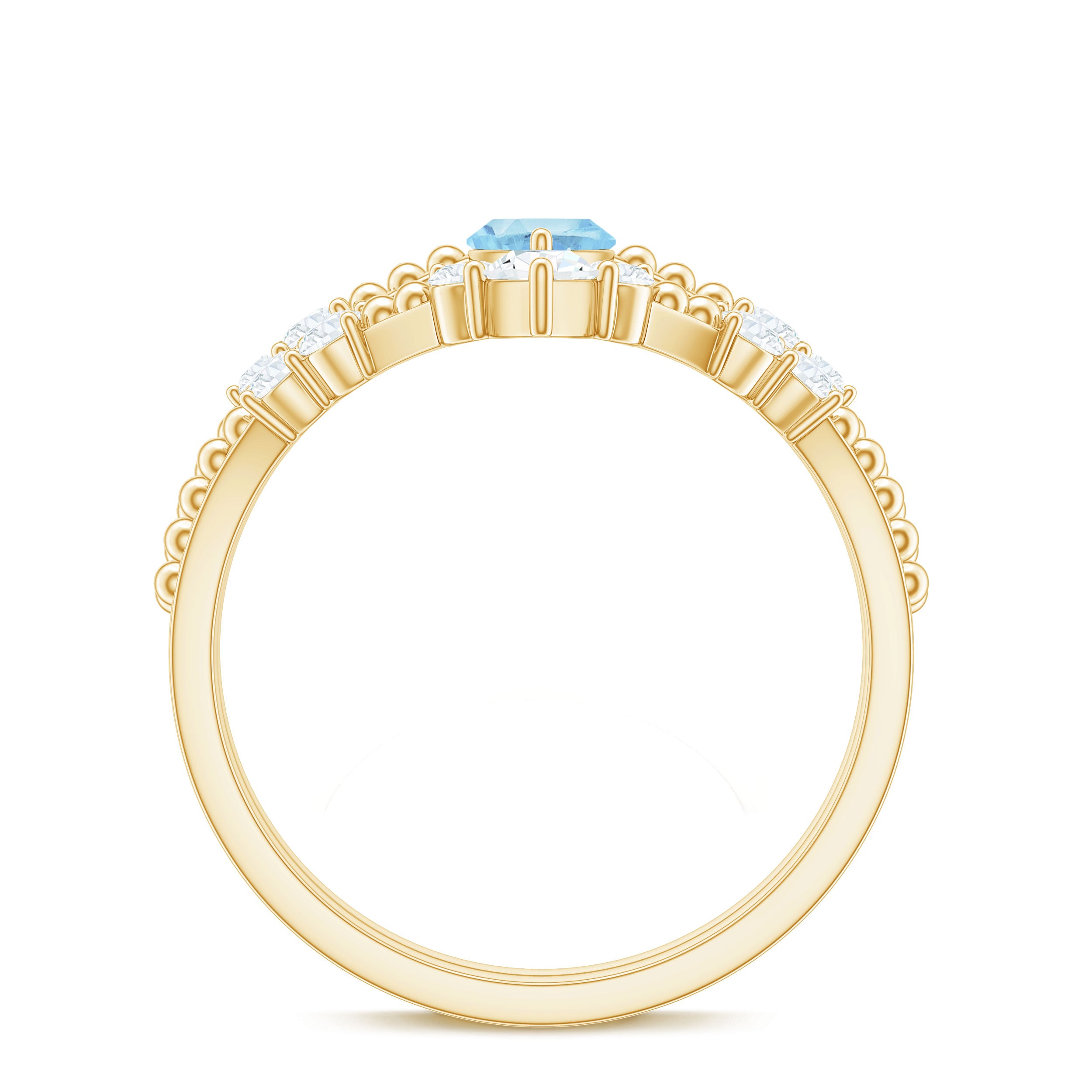 1.50 CT Real Aquamarine Ring Set with Diamond Aquamarine - ( AAA ) - Quality - Rosec Jewels