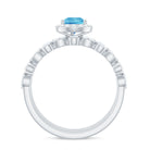 Pear Cut Swiss Blue Topaz Bridal Trio Ring Set with Moissanite Band Swiss Blue Topaz - ( AAA ) - Quality - Rosec Jewels