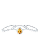 Pear Cut Citrine Bridal Trio Ring Set with Moissanite Band Citrine - ( AAA ) - Quality - Rosec Jewels