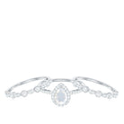 Pear Cut Moonstone Bridal Trio Ring Set with Moissanite Band Moonstone - ( AAA ) - Quality - Rosec Jewels
