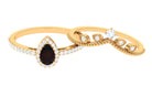 Garnet Vintage Teardrop Wedding Ring Set with Diamond Garnet - ( AAA ) - Quality - Rosec Jewels