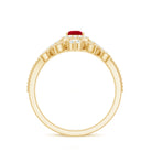Ruby Vintage Teardrop Wedding Ring Set with Diamond Ruby - ( AAA ) - Quality - Rosec Jewels