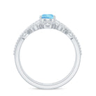Pear Cut Real Aquamarine and Moissanite Wedding Ring Set Aquamarine - ( AAA ) - Quality - Rosec Jewels