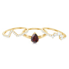 Pear Cut Garnet Trio Wedding Ring Set with Diamond Garnet - ( AAA ) - Quality - Rosec Jewels